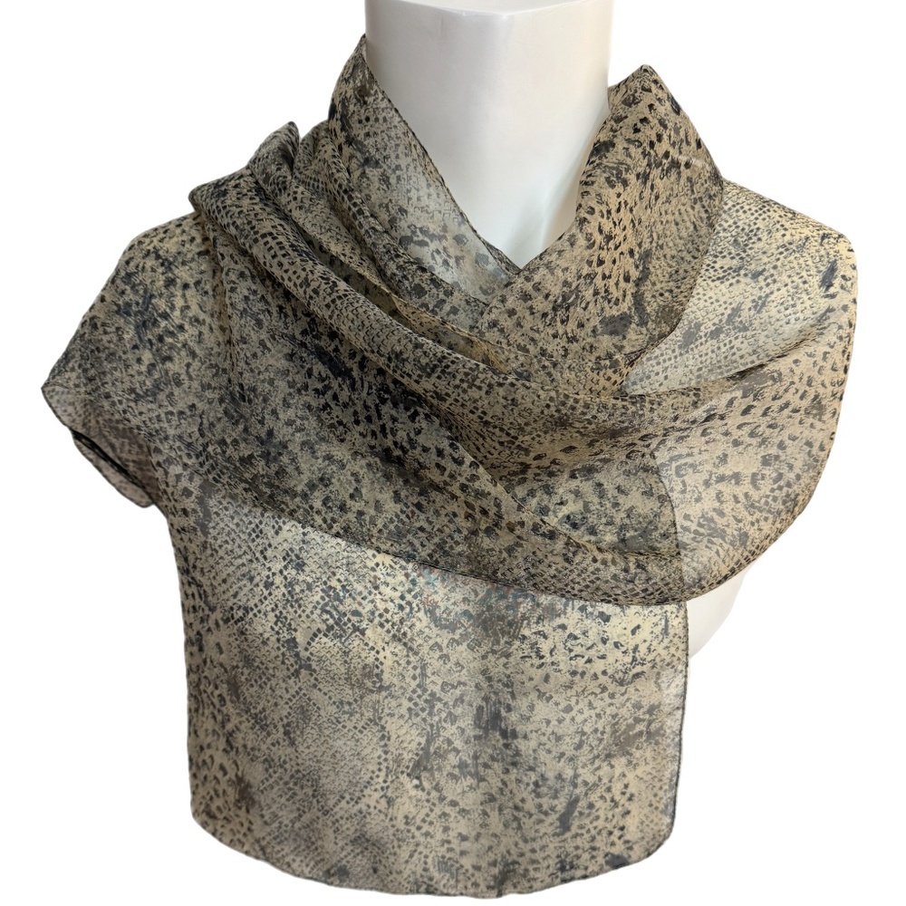 Echo Animal Print Sheer Scarf – Neutral Tones – 14" x 60"